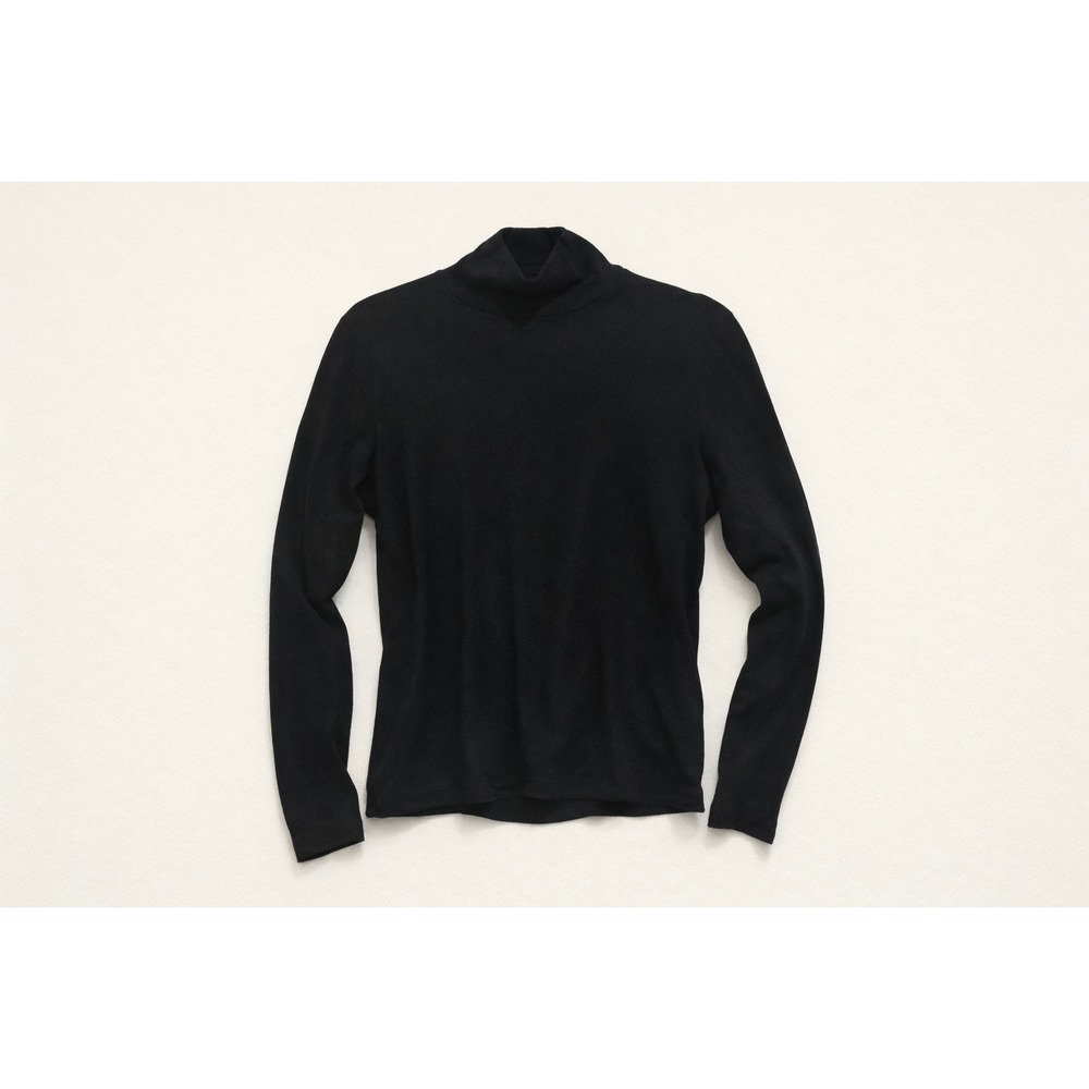 St John Black Caviar Jersey Turtleneck‎ Top M Stretch Minimalist Classic